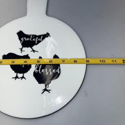 Farmhouse style roosters grateful thankful blessed trivet