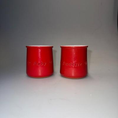 4 La Fermière Terra Cotta Pots Blue Crocks Microwave, Oven, Freezer Safe