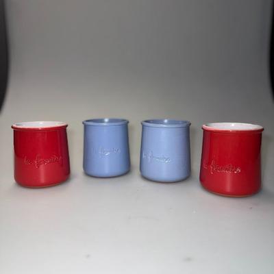 4 La Fermière Terra Cotta Pots Blue Crocks Microwave, Oven, Freezer Safe