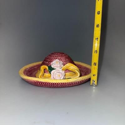 Vintage Italian Hand Painted Ceramic Hat Wall Hanging 