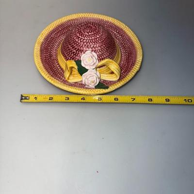 Vintage Italian Hand Painted Ceramic Hat Wall Hanging 