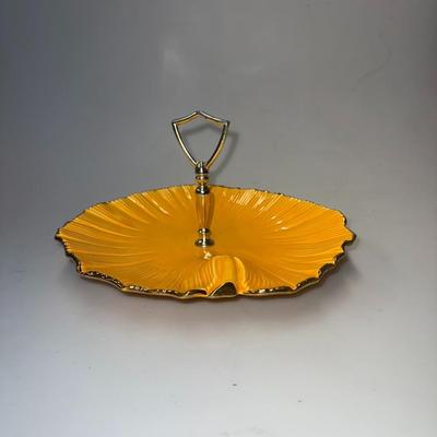 Vintage CALIFORNIA POTTERY T 14 Yellow Candy Dish