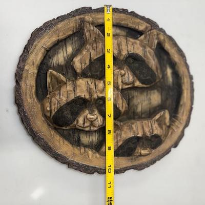 Vintage 3 Raccoon Face Plaque 