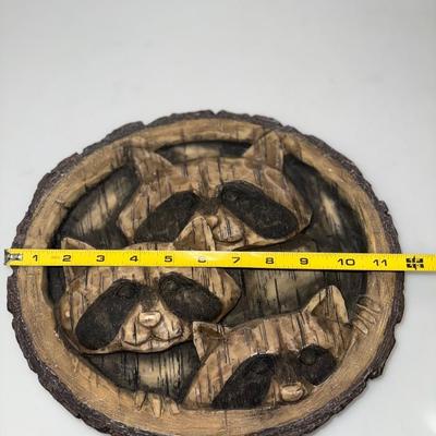 Vintage 3 Raccoon Face Plaque 