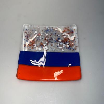 Handmade Glass Dish ( Bronco Colors)
