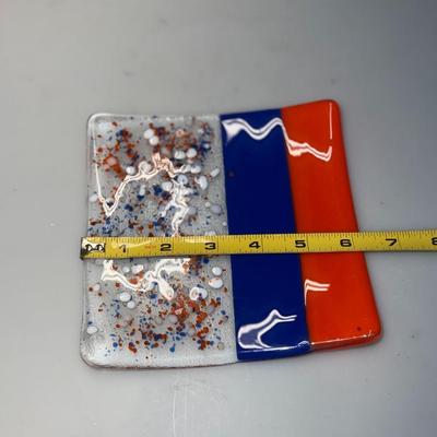 Handmade Glass Dish ( Bronco Colors)