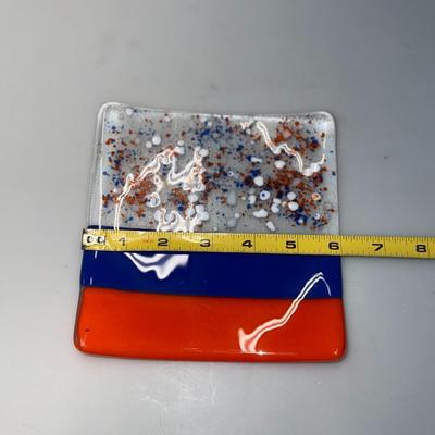 Handmade Glass Dish ( Bronco Colors)