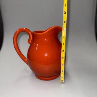 Ceramic Pitcher w/ Gloss Orage Glaze outside mini 8"