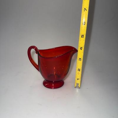 Red Cherry Sugar and Cream Bowl