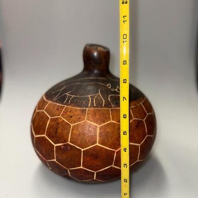 Late 20th Century African Large Gourd Hand Cared.