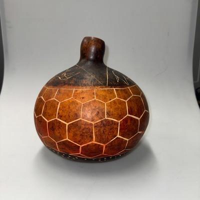 Late 20th Century African Large Gourd Hand Cared.