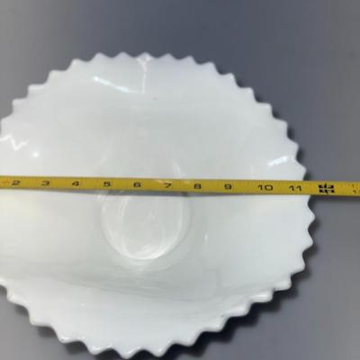 Vintage Westmoreland English Hobnail Milk Glass Oval Bowl, Diamond Point Pattern