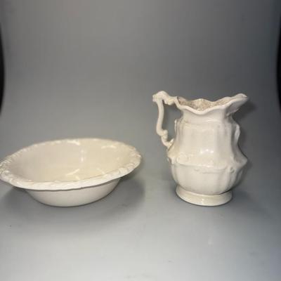 Vintage 1970’s White Ironstone Wash Basin and Pitcher
