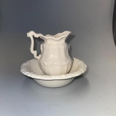 Vintage 1970’s White Ironstone Wash Basin and Pitcher