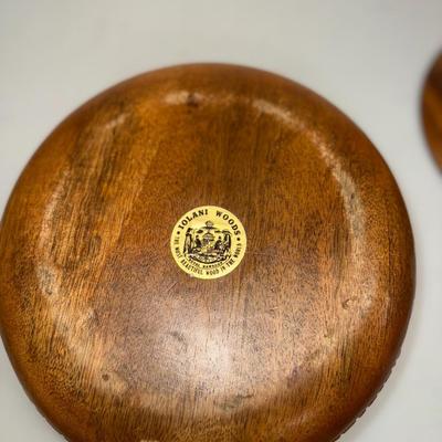 Vintage Carved Wood Hawaii Souvenir Bowl 8" Round