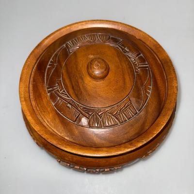 Vintage Carved Wood Hawaii Souvenir Bowl 8" Round
