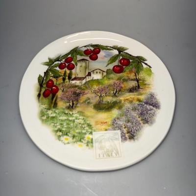 Ceramica Cuore Platter Cherry country scene Italy