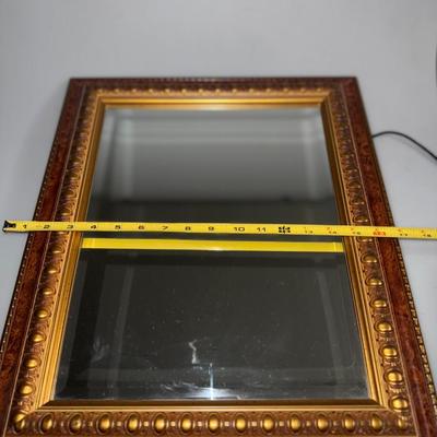 Beveled Mirror Brown with Gold Lining