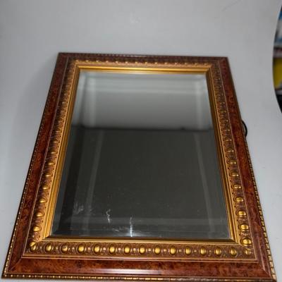 Beveled Mirror Brown with Gold Lining