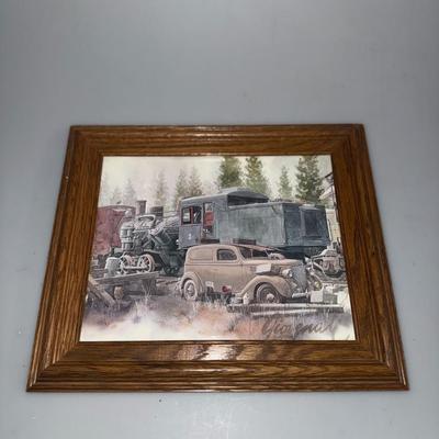 1923 Two Truck Heisler 1936 Ford Sedan GW101 1981 Giovenale Litho Print
