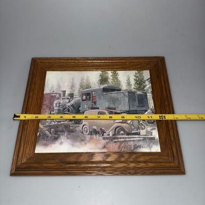 1923 Two Truck Heisler 1936 Ford Sedan GW101 1981 Giovenale Litho Print