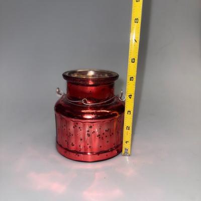 Red Canister for tea lights ( Mercury Glass)