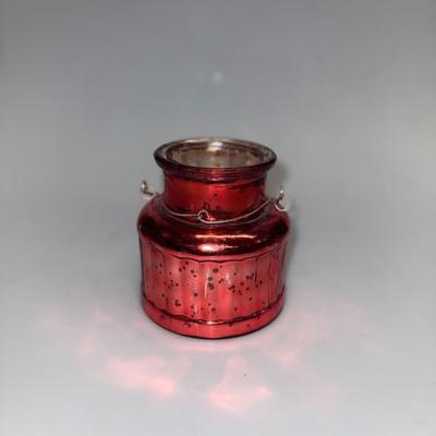 Red Canister for tea lights ( Mercury Glass)