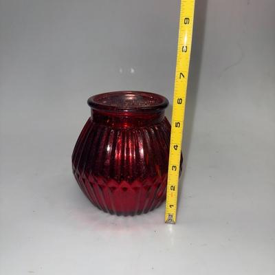 Red Canister for tea lights ( Mercury Glass)