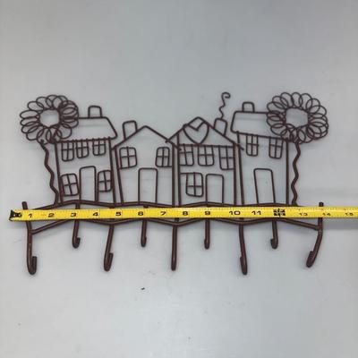 Rustic Metal Key Holder Rack Hanger Houses Trees Family Home Love 16.5x9.5