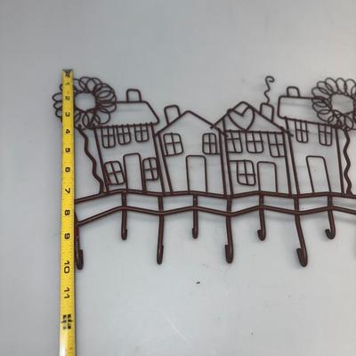 Rustic Metal Key Holder Rack Hanger Houses Trees Family Home Love 16.5x9.5