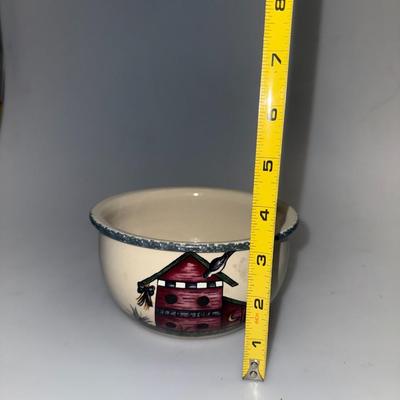 Set of 3 Birdhouse Crock Stoneware Cookie Jar Canister Planter USA