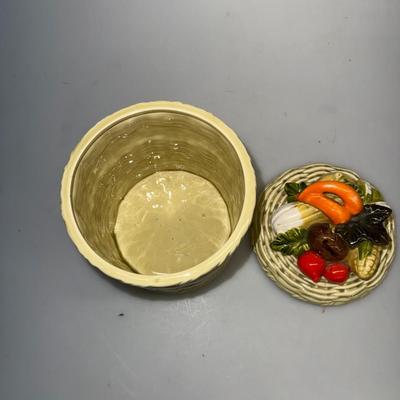 3 VTG Lefton George Imports Ceramic Kitchen Canisters w/ Veg Lids Japan