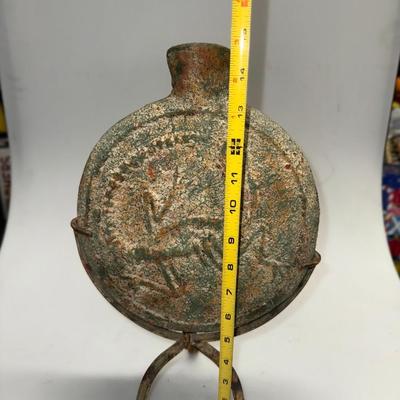 Jurassic Velociraptor Reproduction Fossil Vase Flask w/ Metal Stand