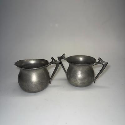 Piece Set Old English Genuine Pewter Creamer, Sugar Bowl