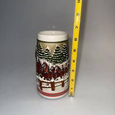 1984 Budweiser Stein Holiday Christmas Clydesdale Horse Ceramarte Covered Bridge