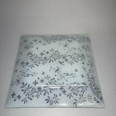 Beautiful Square Glass Plate with Birds, Butterflies and Dragonflies