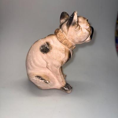 Rare Vintage Chalkware 1930's Carnival Prize Boston Terrier Dog