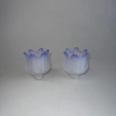 PartyLite Purple Tulip Peglites Set P7118 In Box Votive Candle Holder