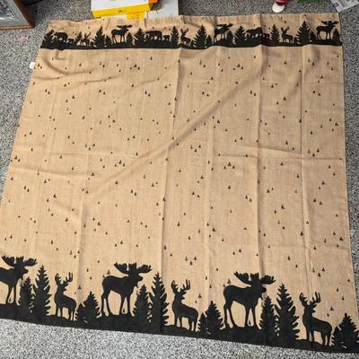Deer and Moose Shower Curtain w/ Pinecone Shower Curtain Rings