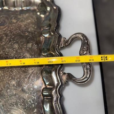 Vintage Silverplate Footed Serving Tray, actually heats up
