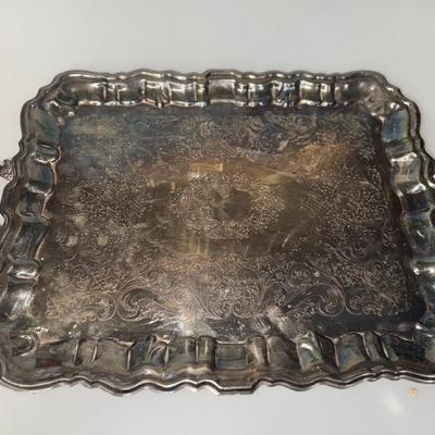 Vintage Silverplate Footed Serving Tray, actually heats up
