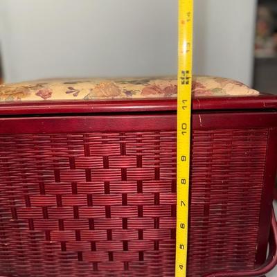 Red and Floral Sewing Box w/ accessories