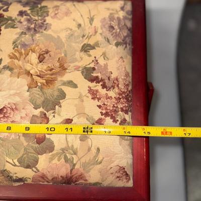 Red and Floral Sewing Box w/ accessories