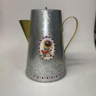 Rustic Sun Flewers Tin Pitcher