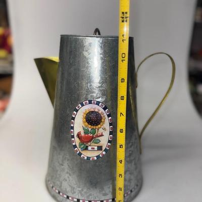 Rustic Sun Flewers Tin Pitcher