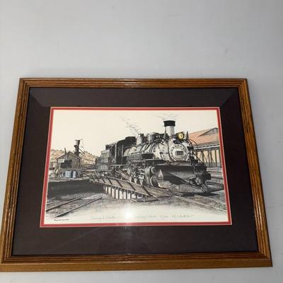 Vtg 1992 Train Print locomotive railroad 