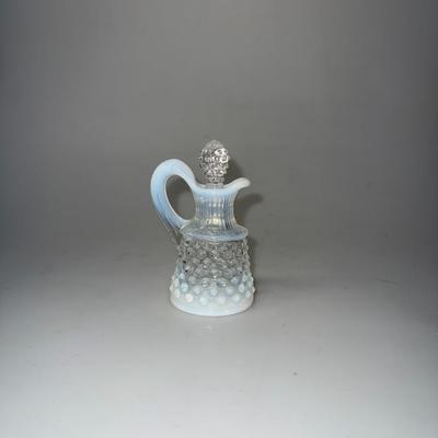 Pristine Anchor Hocking Moonstone Opalescent Hobnail Cruet 