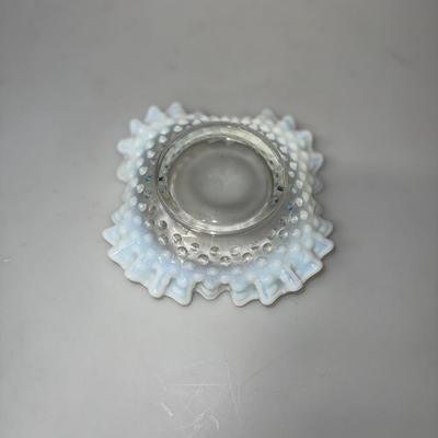 Vintage Fenton French Opalescent Bon Bon Glass Dish Hobnail and Ruffled
