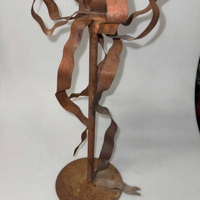 Rusty Metal Ribbon Candlesticks,Mid Century Modern