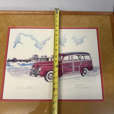 Huntington on Pier 46' w/ Red Woody Wagon Signed
